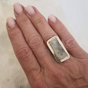 Silver argentium quartz ring